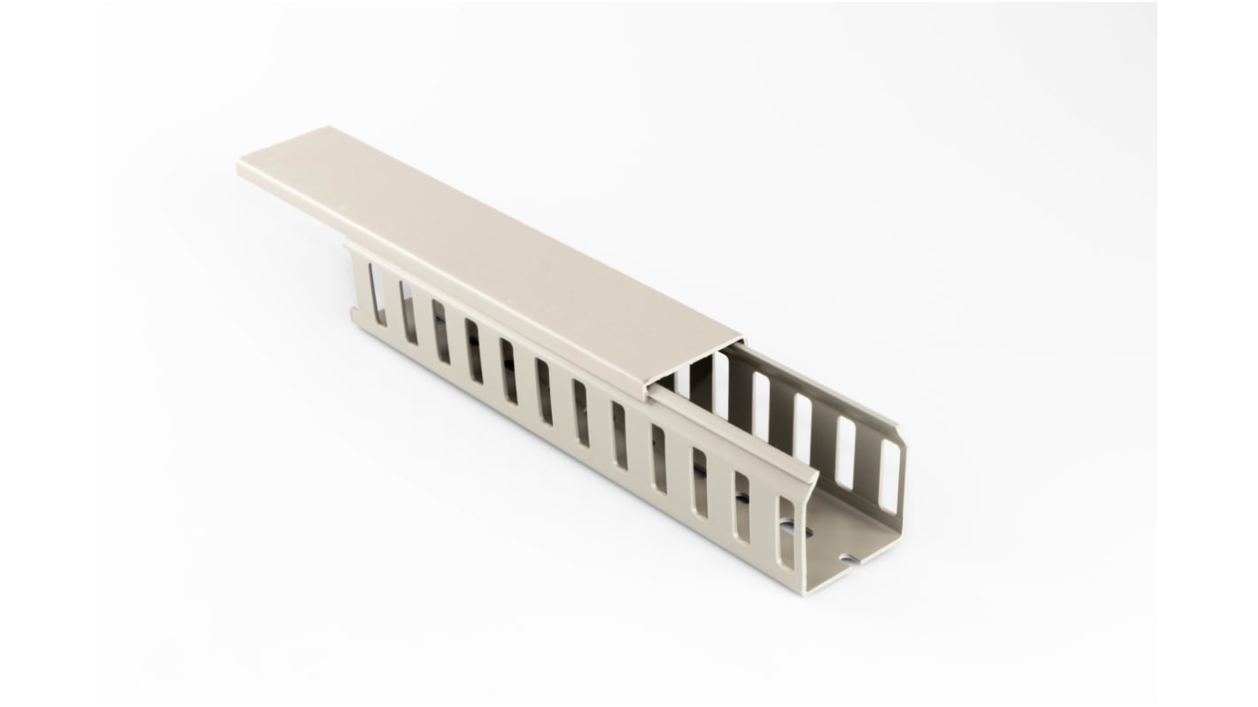 Betaduct 1046 Grey Slotted Panel Trunking - Open Slot, W37.5 mm x D37.5mm, L2m, PVC