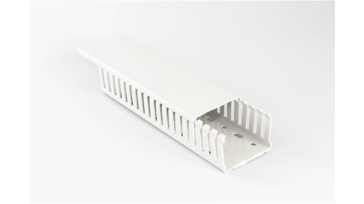 Betaduct 2047 Light Grey Slotted Panel Trunking - Open Slot, W37.5 mm x D37.5mm, L2m, PC/ABS