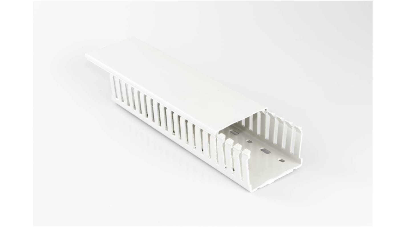 Betaduct 2047 Light Grey Slotted Panel Trunking - Open Slot, W75 mm x D75mm, L2m, PC/ABS