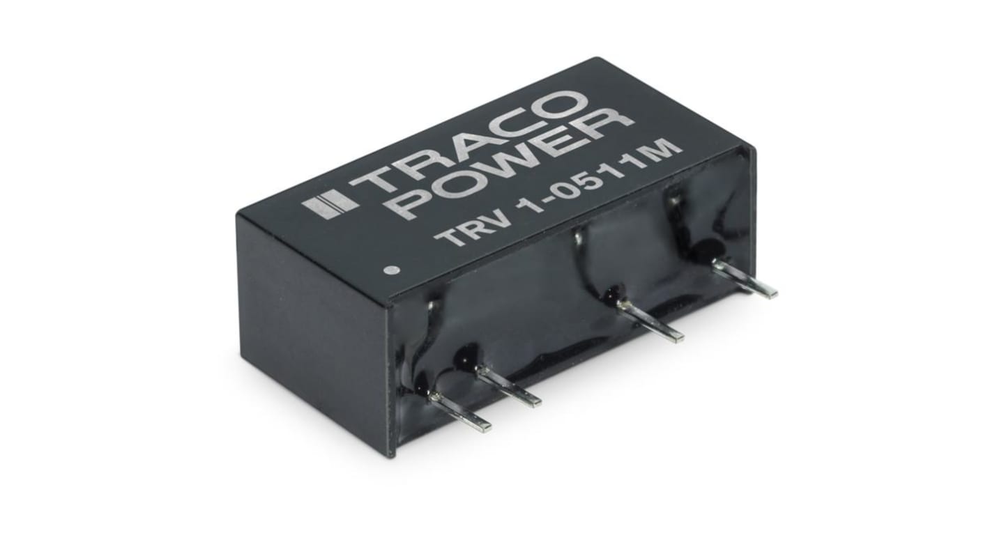 TRACOPOWER TRV DC-DC Converter, 5V dc/ 100mA Output, 9.6 → 14.4 V dc Input, 1W, Through Hole, +85°C Max Temp