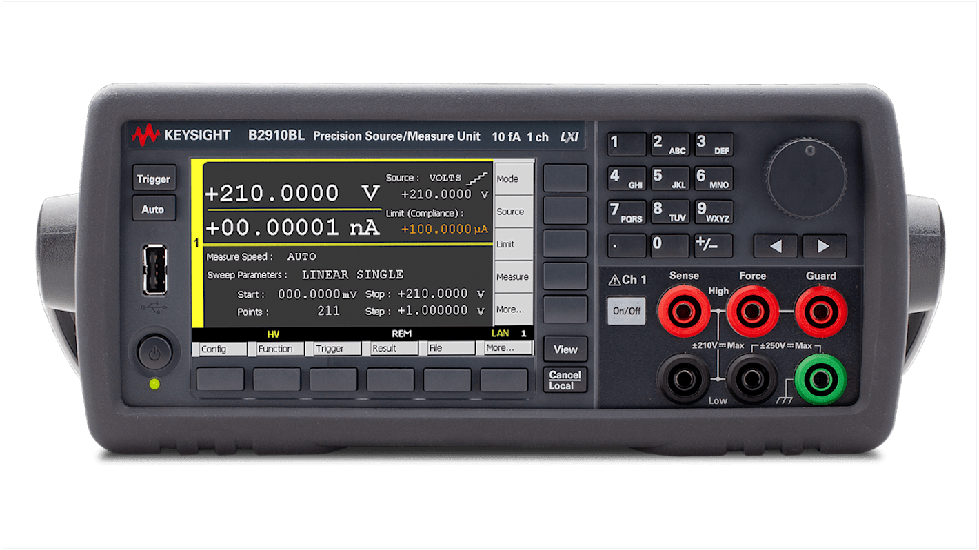 Medidor de fuente Keysight Technologies B2910BL, 1 canal, 1 μV → 210 V., 2 200 Ω→ MΩ, 31,8 W