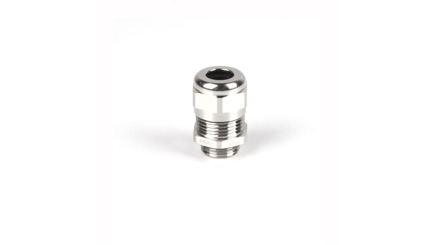 RS PRO Metallic Nickel Plated Brass Cable Gland, M16 Thread, 4mm min., 8mm max., IP68