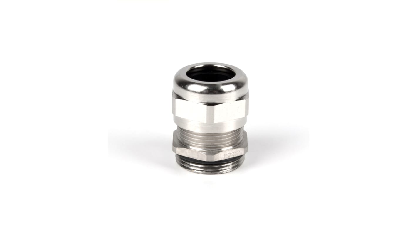 RS PRO Metallic Nickel Plated Brass Cable Gland, M32 Thread, 13mm min., 20mm max., IP68