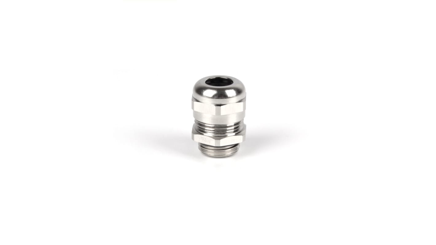 RS PRO Metallic Nickel Plated Brass Cable Gland, PG9 Thread, 4mm min., 8mm max., IP68
