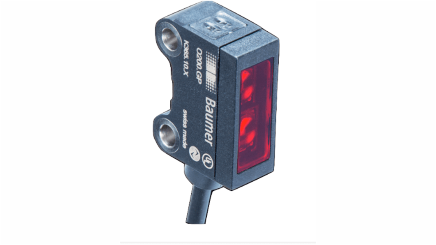 Baumer O200 Kubisch Optischer Sensor, Lichtschranke, Bereich 15 mm → 180 mm, Gegentakt Ausgang, 4-poliger