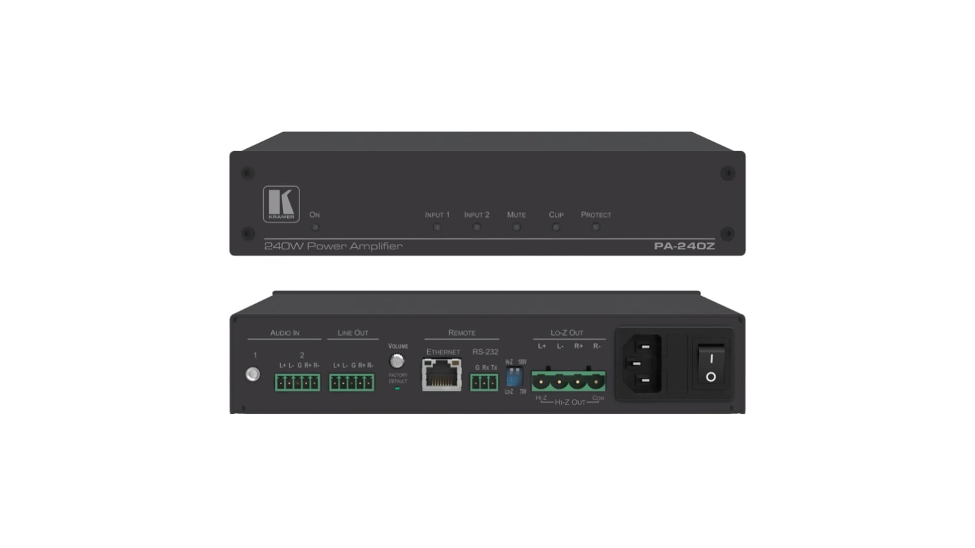 Kramer Electronics 240 W 2 Channel Power Amplifier, 20Hz → 20kHz Range
