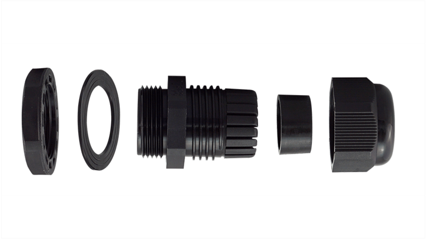 RS PRO Black Nylon Cable Gland, M20 Thread, 8mm min., 12mm max., IP68