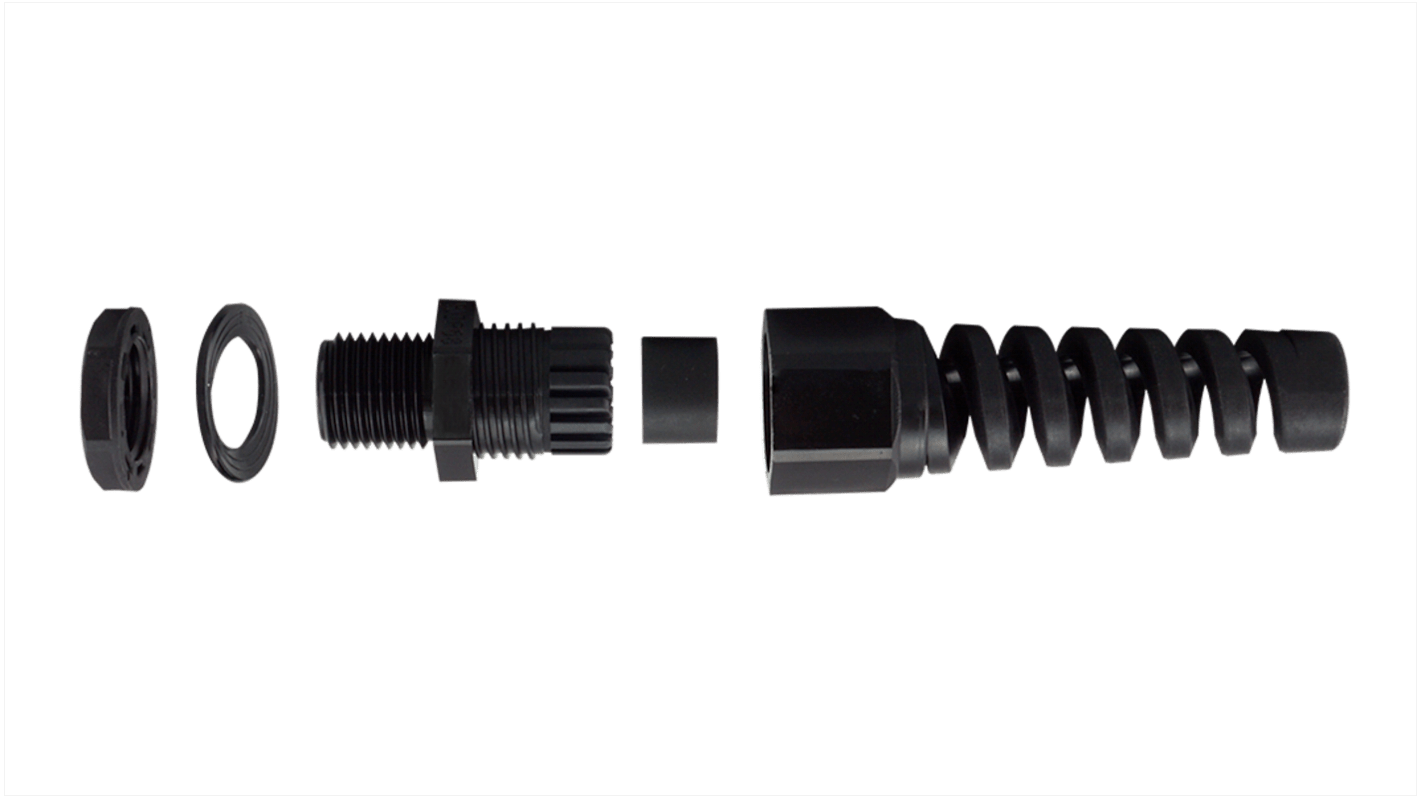 RS PRO Kabelverschraubung, M25 Nylon Schwarz 13mm/ 18mm, IP68
