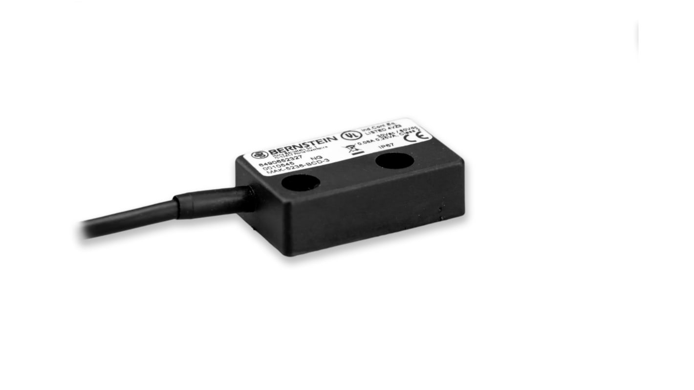 Bernstein AG MA-52 Series Magnetic Non-Contact Safety Switch, 170V dc, Polybutylene Terephthalate Housing, NO/NC, 3m