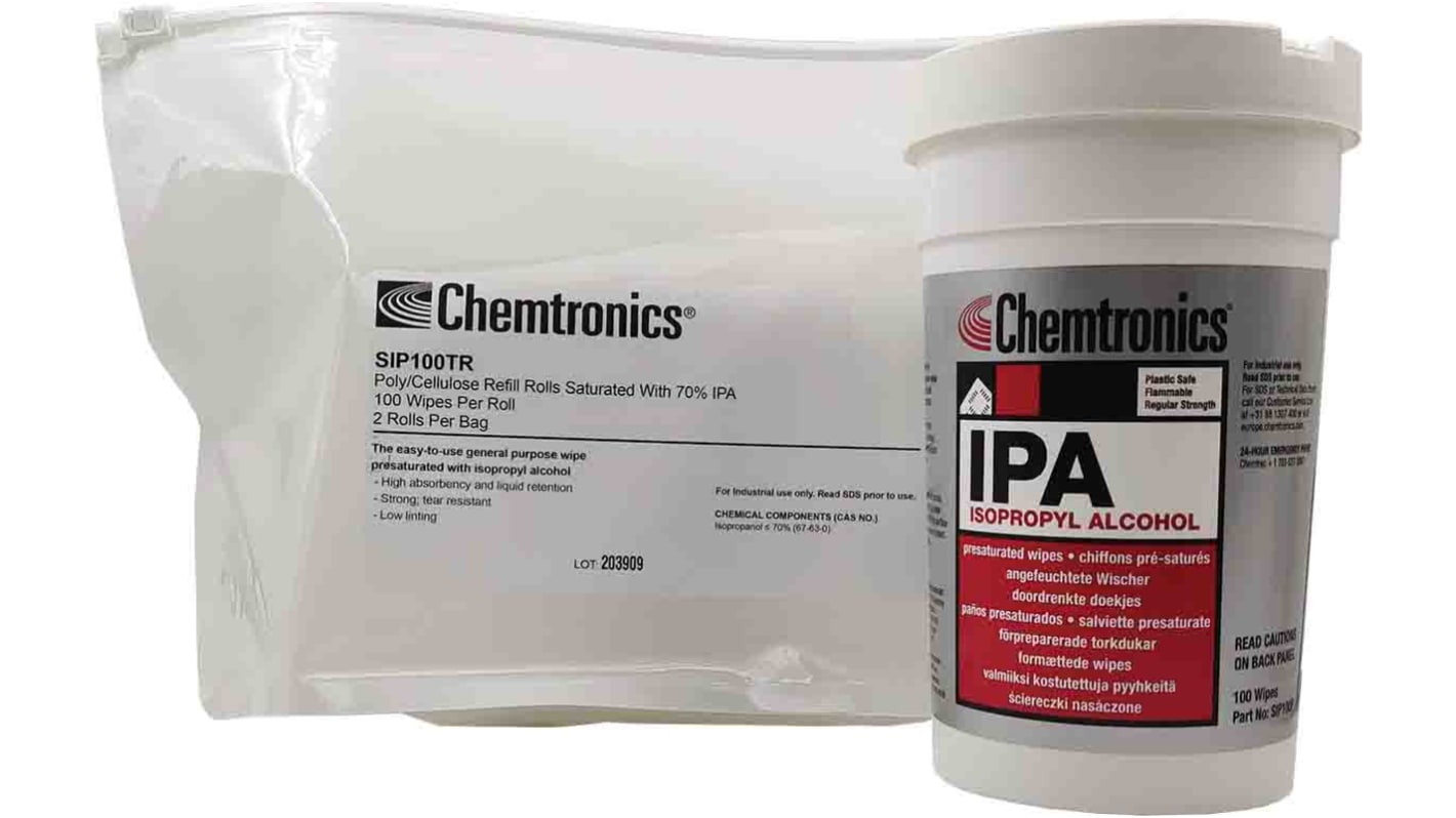 Lingettes Chemtronics Chemtronics pour Nettoyage général, 100 par Bac