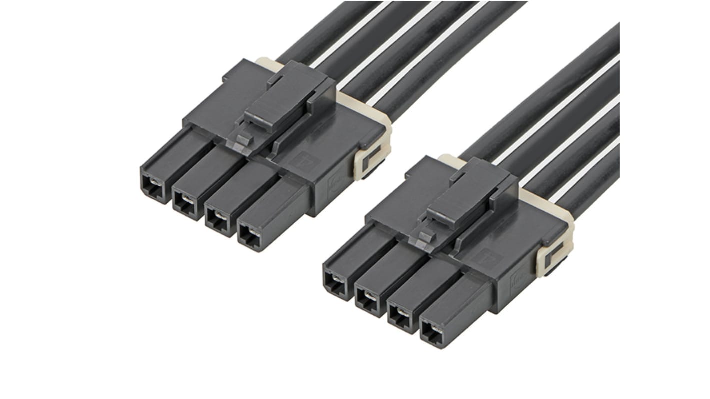 Conjunto de cables Molex Mega-Fit 216400, long. 600mm, Con A: Hembra, 4 vías, Con B: Hembra, 4 vías, paso 5.7mm