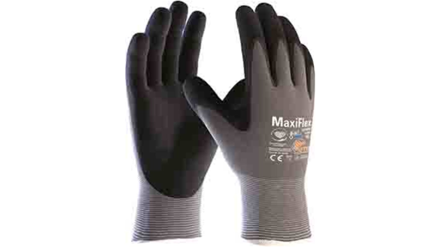 ATG MaxiFlex Grey Elastane, Nylon Good Dexterity Precision Handling Gloves, Size 10, Nitrile Foam Coating