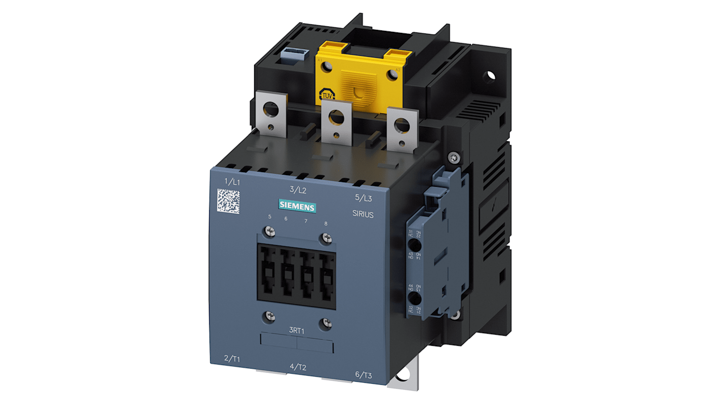 Siemens SIRIUS 3RT Size S6, 3RT1 Contactor, 200 → 277 V ac/dc Coil, 3-Pole, 75 kW, 2NO + 2NC