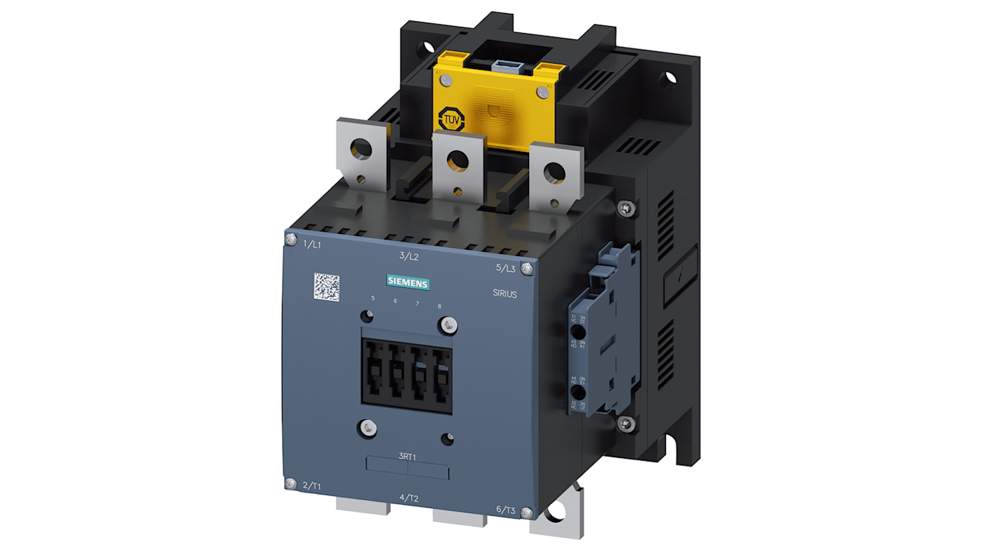 Siemens SIRIUS 3RT Size S10, 3RT1 Contactor, 200 → 277 V ac/dc Coil, 3-Pole, 110 kW, 2NO + 2NC