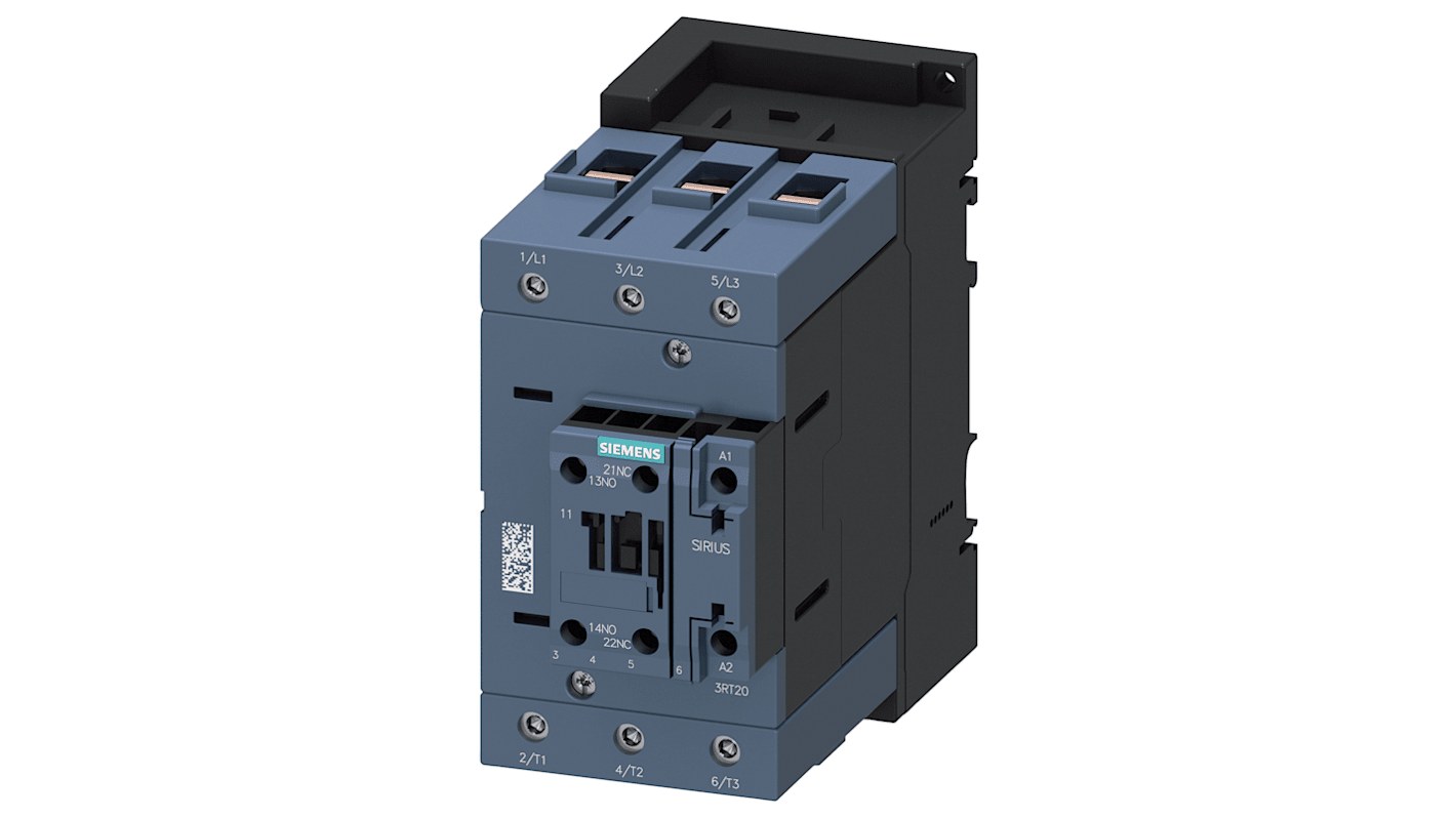 Siemens SIRIUS 3RT Size S3, 3RT2 Contactor, 3-Pole, 45 kW, 1NO + 1NC