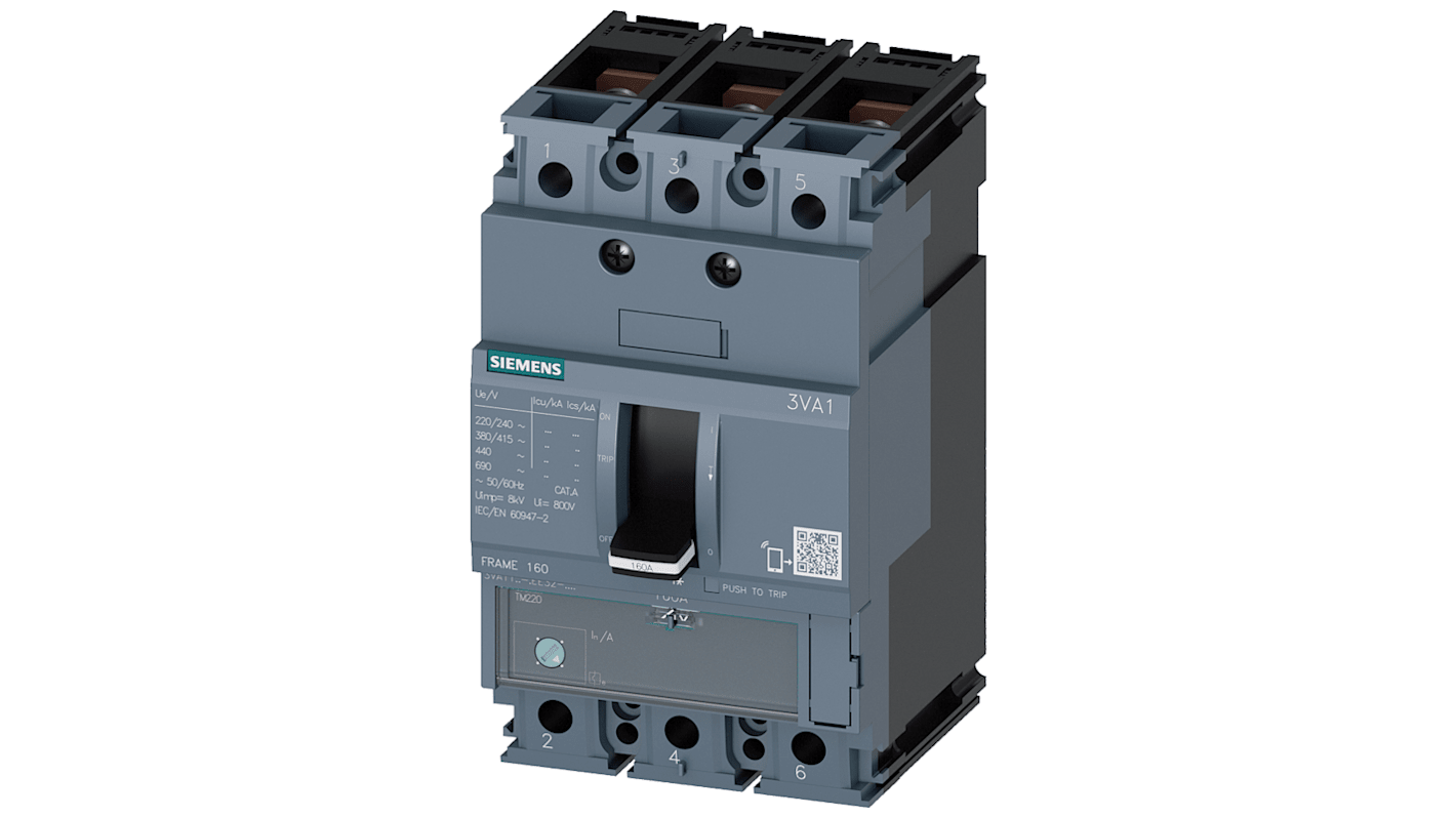 Siemens, 3VA1 MCCB 4P 40A, Breaking Capacity 25 kA, Fixed Mount