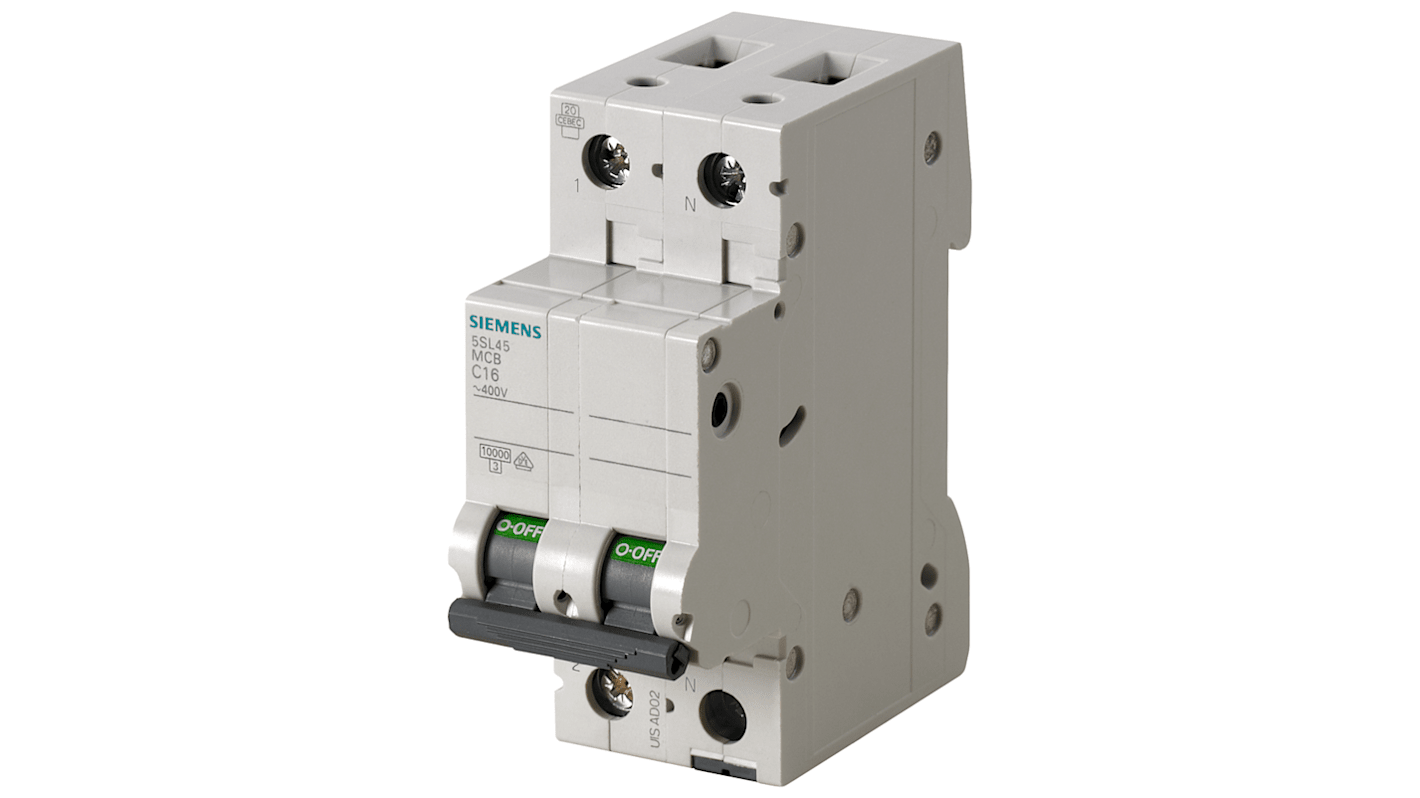 Siemens 5SL4 MCB Leitungsschutzschalter Typ B, Pol 1P+N 2A 230V SENTRON DIN-Schienen-Montage