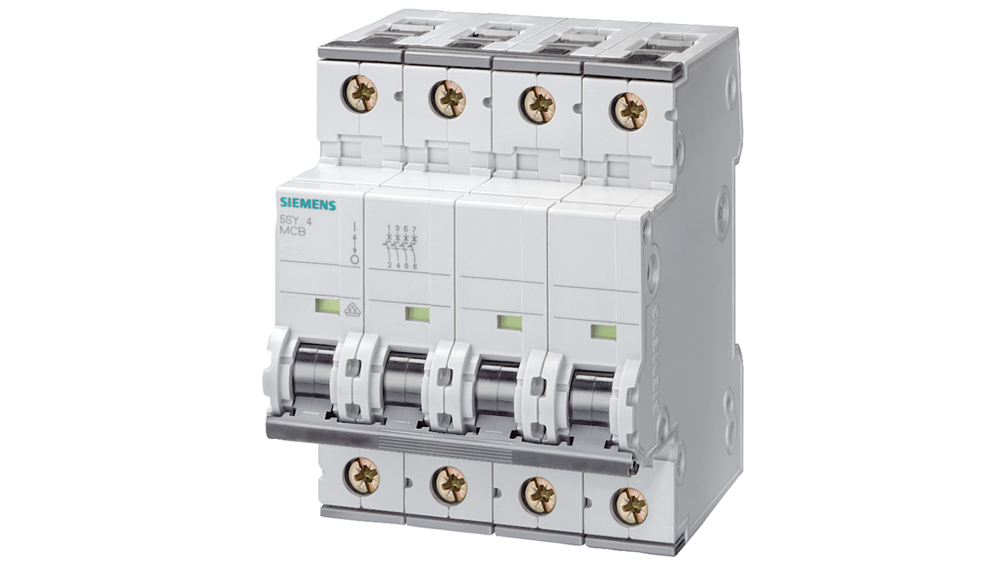Siemens SENTRON 5SY4 MCB, 3P+N, 25A Curve B, 400V AC, 72V DC, 5 kA Breaking Capacity