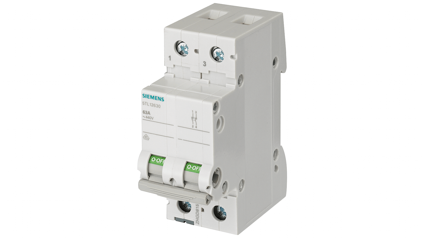Siemens 2P Pole Isolator Switch - 100A Maximum Current