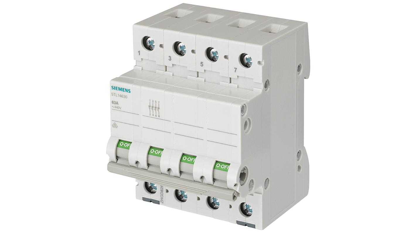 Siemens 4P Pole Isolator Switch - 40A Maximum Current