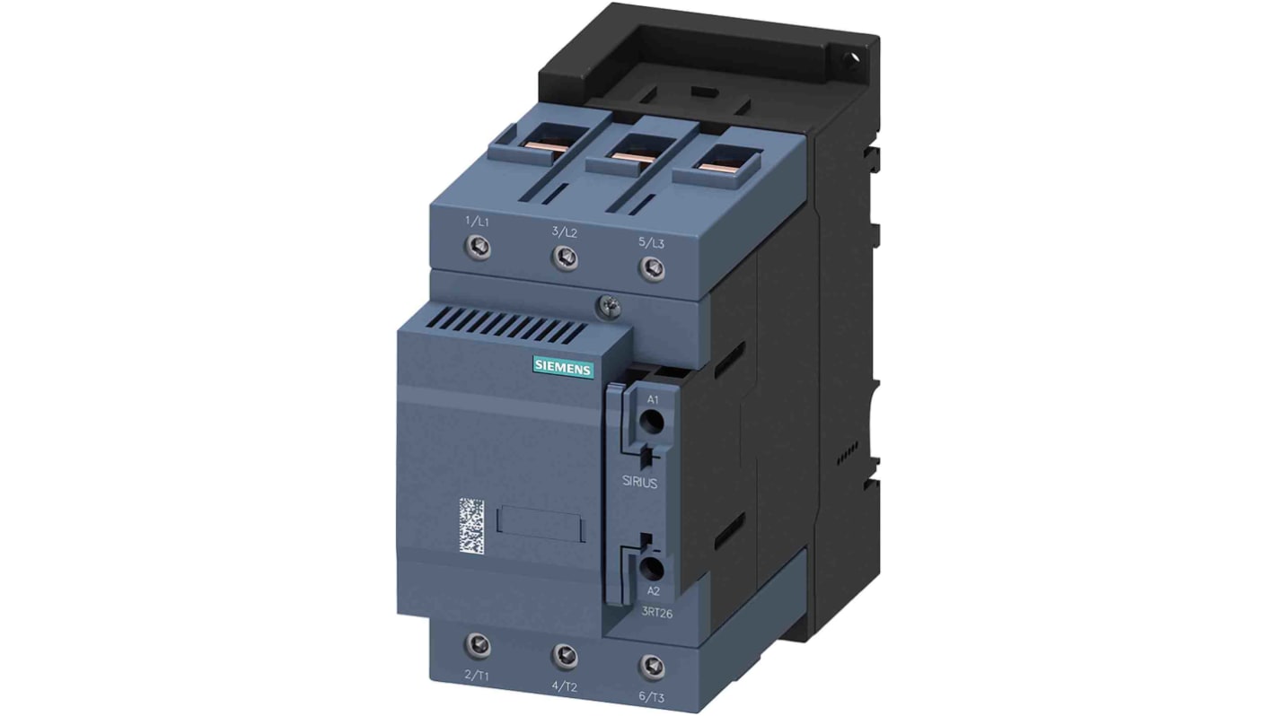 Siemens SIRIUS 3RT Size S3, 3RT26 Contactor, 230 V ac Coil, 3-Pole, 144 A, 1NO + 1NC