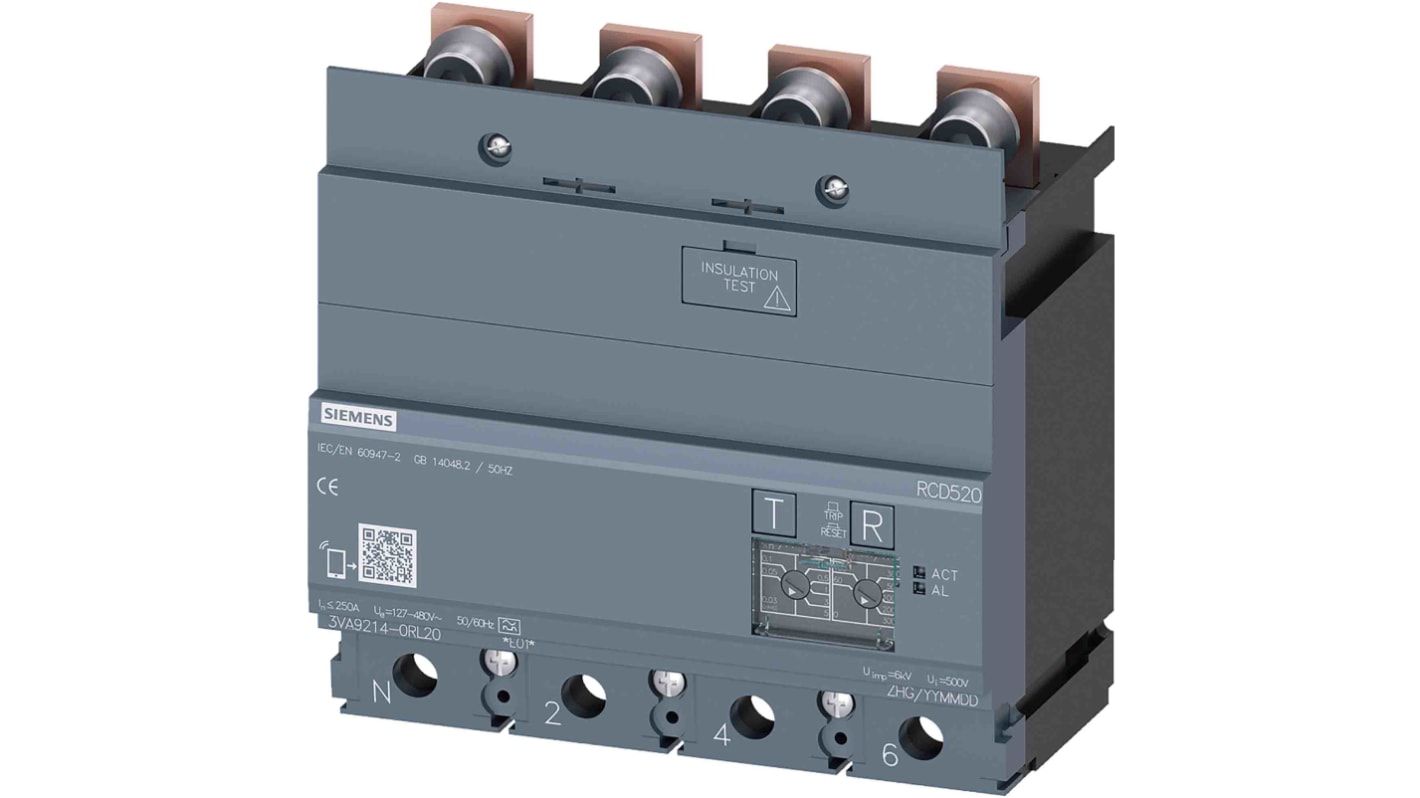 Siemens 3VA9 RCD, 250A, 4 Pole, Type A