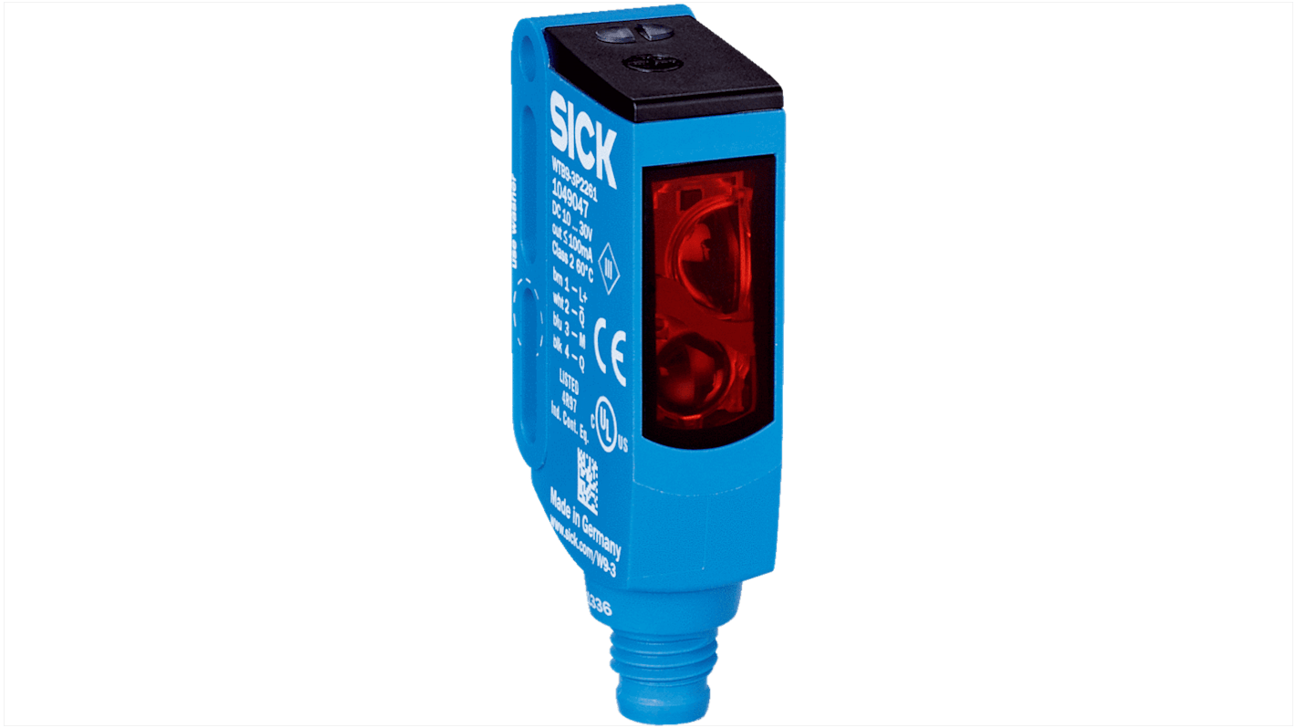 Rs-Online Sensore fotoelettrico Rettangolare SICK a soppressione di sfondo rilevamento 20 mm → 500 mm uscita PNP