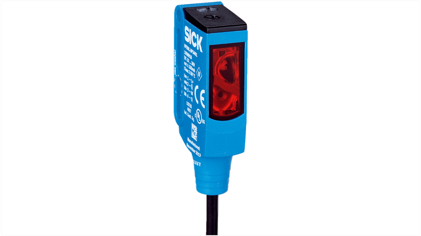Rs-Online Sensore fotoelettrico Rettangolare SICK a soppressione di sfondo rilevamento 25 mm → 300 mm uscita PNP