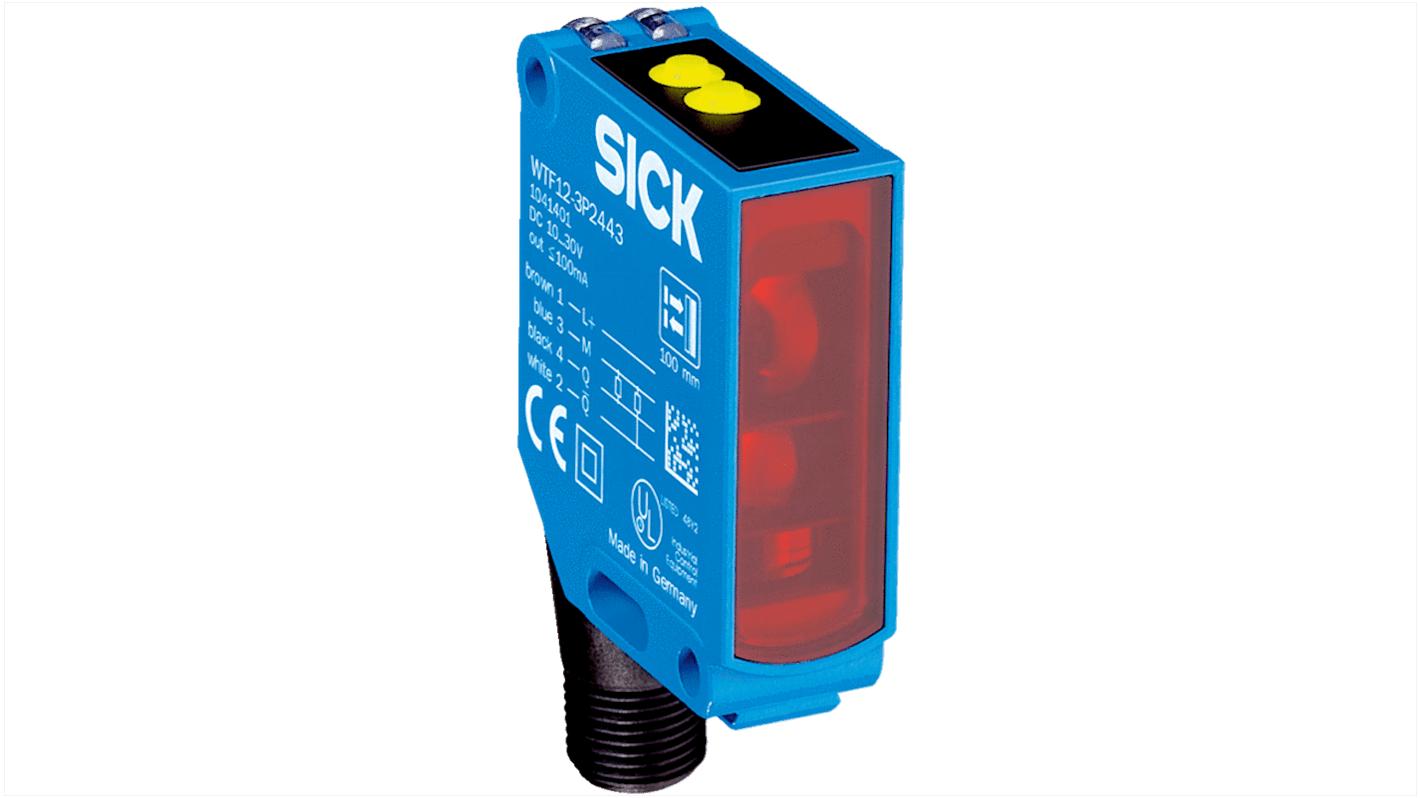 Rs-Online Sensore fotoelettrico Rettangolare SICK a soppressione di sfondo rilevamento 30 mm → 175 mm uscita PNP