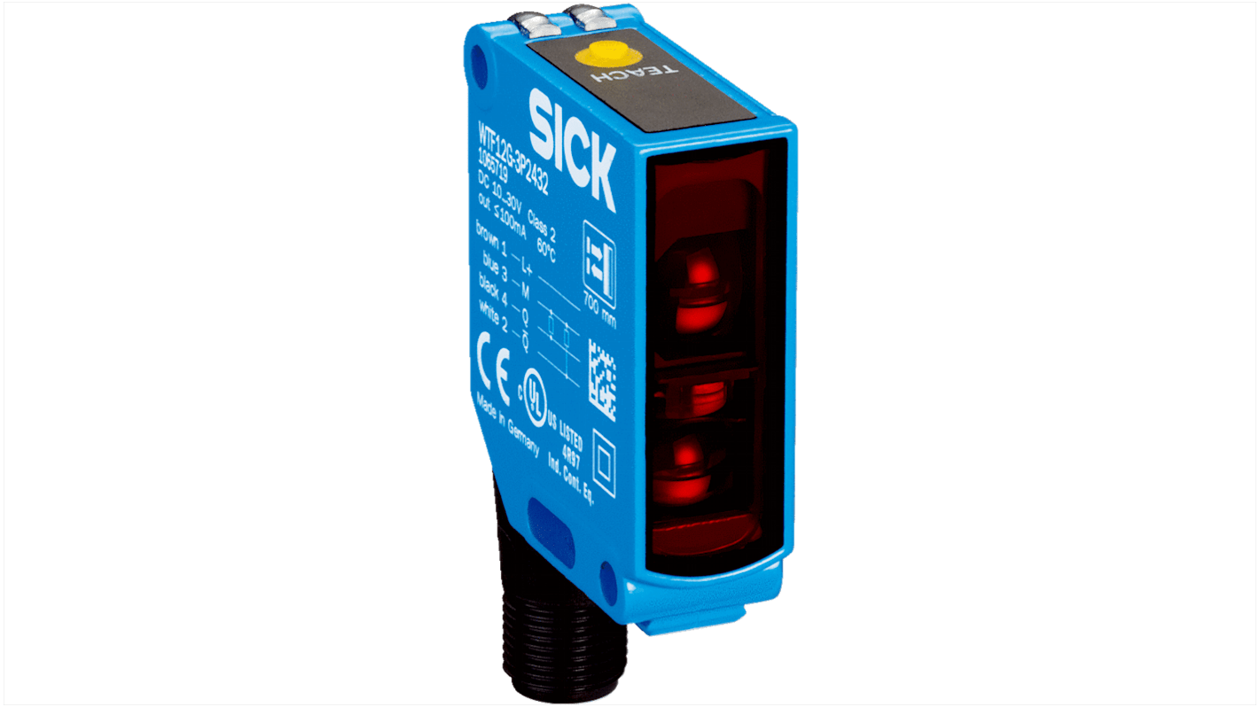 Rs-Online Sensore fotoelettrico Rettangolare SICK a soppressione di sfondo rilevamento 150 mm → 700 mm uscita PNP