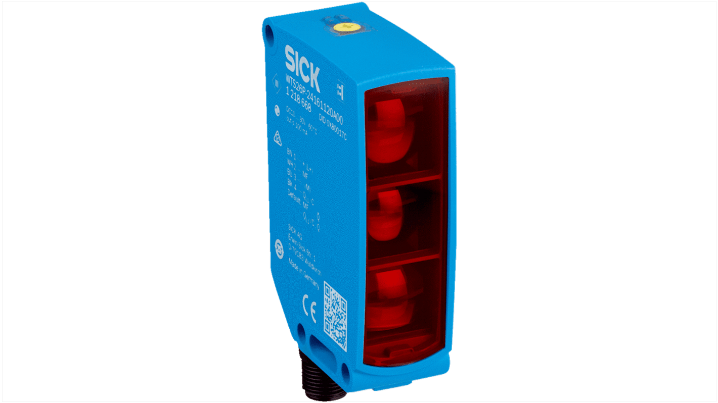 Rs-Online Sensore fotoelettrico Rettangolare SICK a soppressione di sfondo rilevamento 10 mm → 1 m. uscita NPN PNP