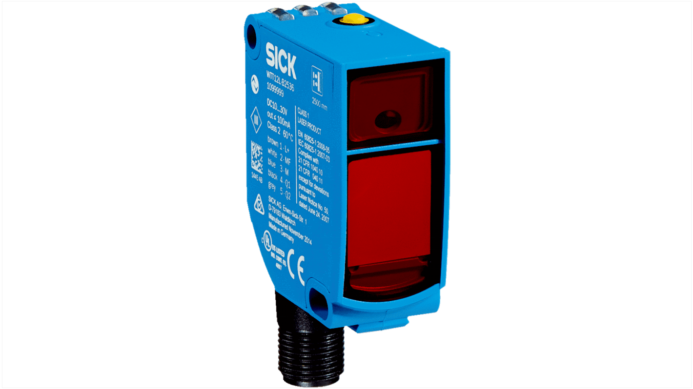 Rs-Online Sensore fotoelettrico Rettangolare SICK a soppressione di sfondo rilevamento 50 mm → 3 8 m. uscita NPN PNP