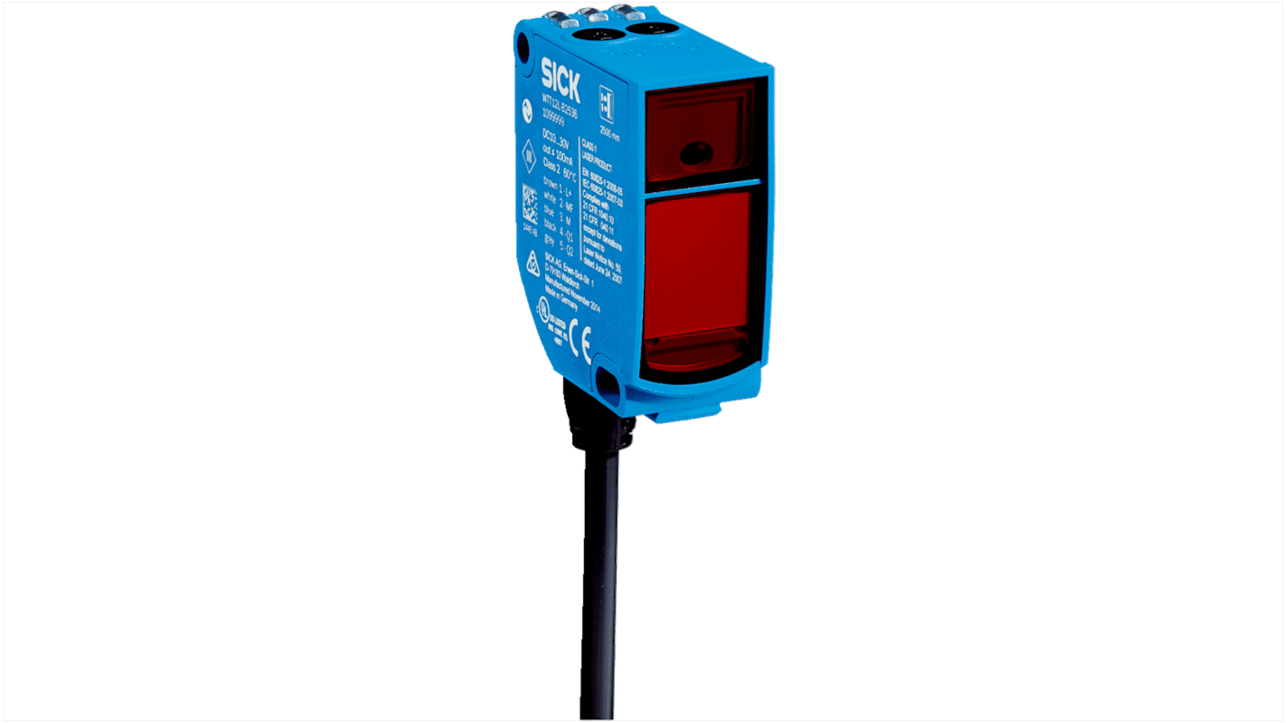 Rs-Online Sensore fotoelettrico Rettangolare SICK a soppressione di sfondo rilevamento 50 mm → 2 5 m. uscita NPN PNP
