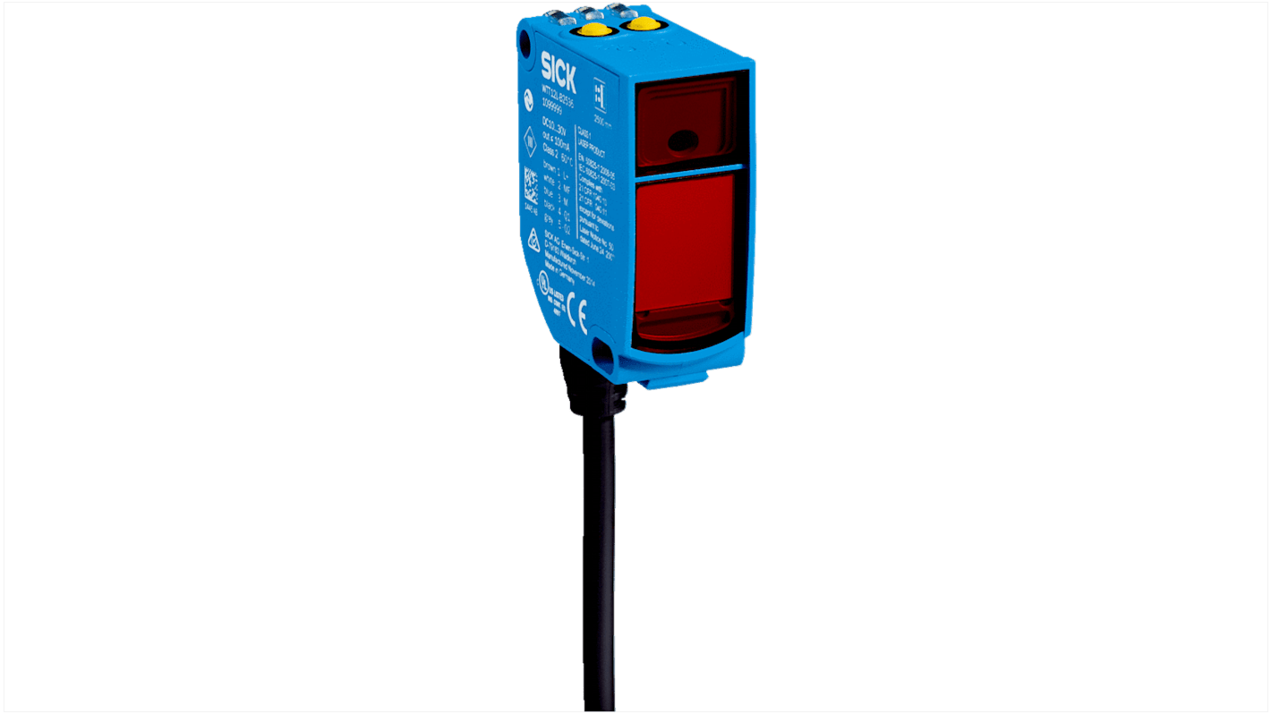 Rs-Online Sensore fotoelettrico Rettangolare SICK a soppressione di sfondo rilevamento 50 mm → 1 8 m. uscita NPN PNP