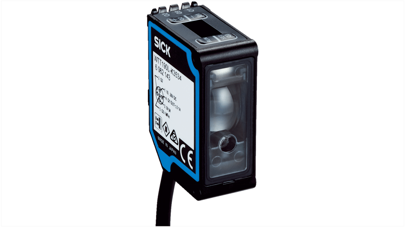 Rs-Online Sensore fotoelettrico Rettangolare SICK a soppressione di sfondo rilevamento 200 mm → 3 m. uscita NPN/PNP
