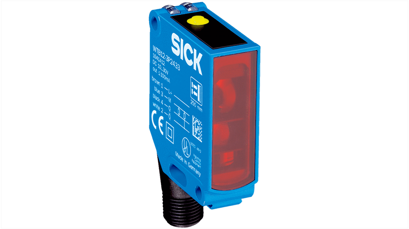 Rs-Online Sensore fotoelettrico Rettangolare SICK a soppressione di sfondo rilevamento 20 mm → 350 mm uscita PNP