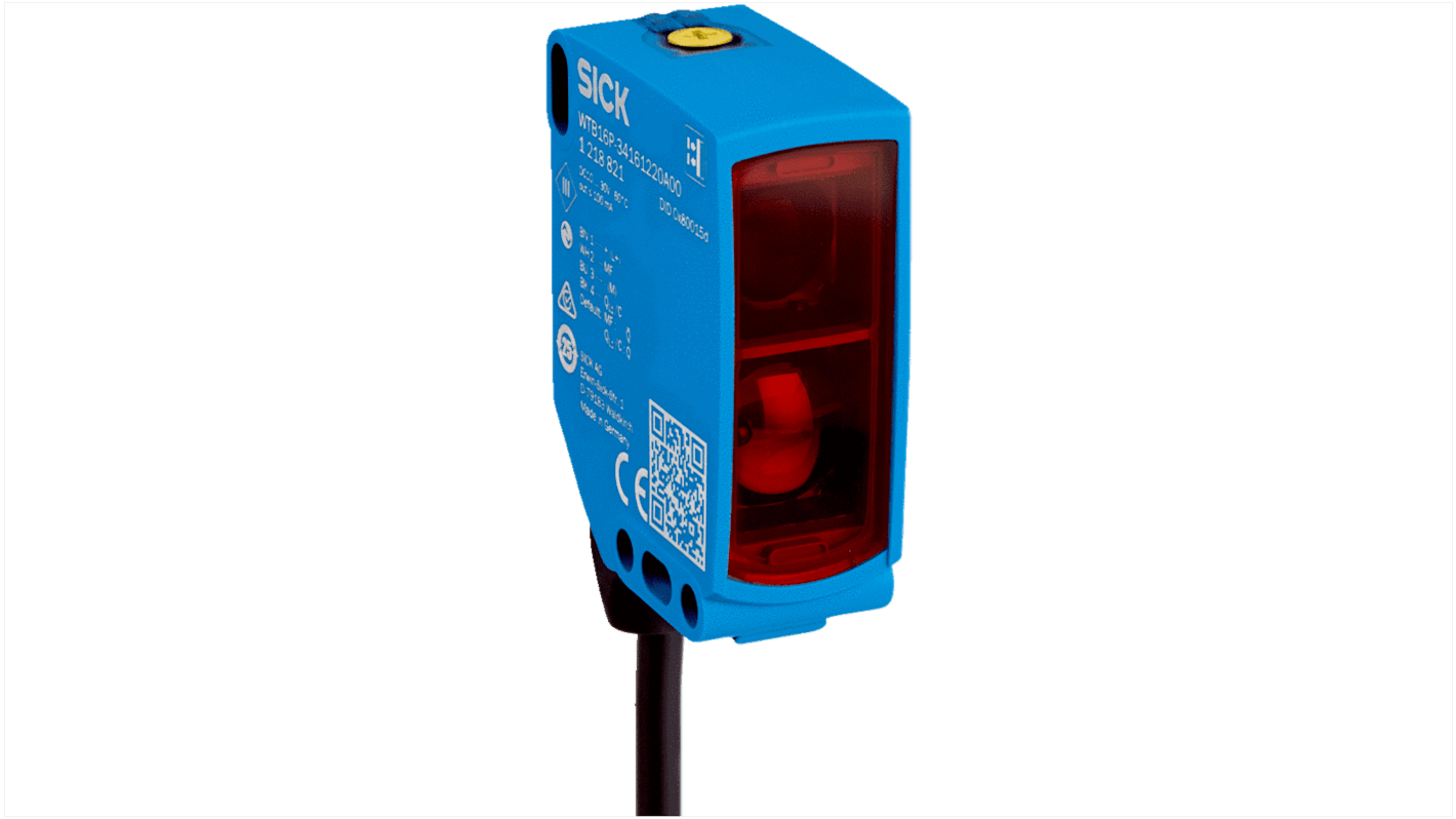 Rs-Online Sensore fotoelettrico Rettangolare SICK a soppressione di sfondo rilevamento 10 mm → 1 5 m. uscita NPN PNP