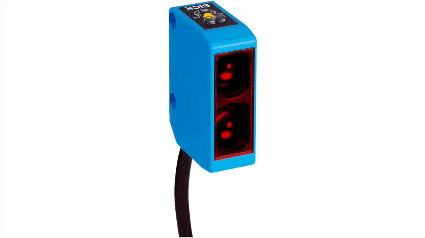 Rs-Online Sensore fotoelettrico Rettangolare SICK a soppressione di sfondo rilevamento 100 mm → 300 mm uscita Relè