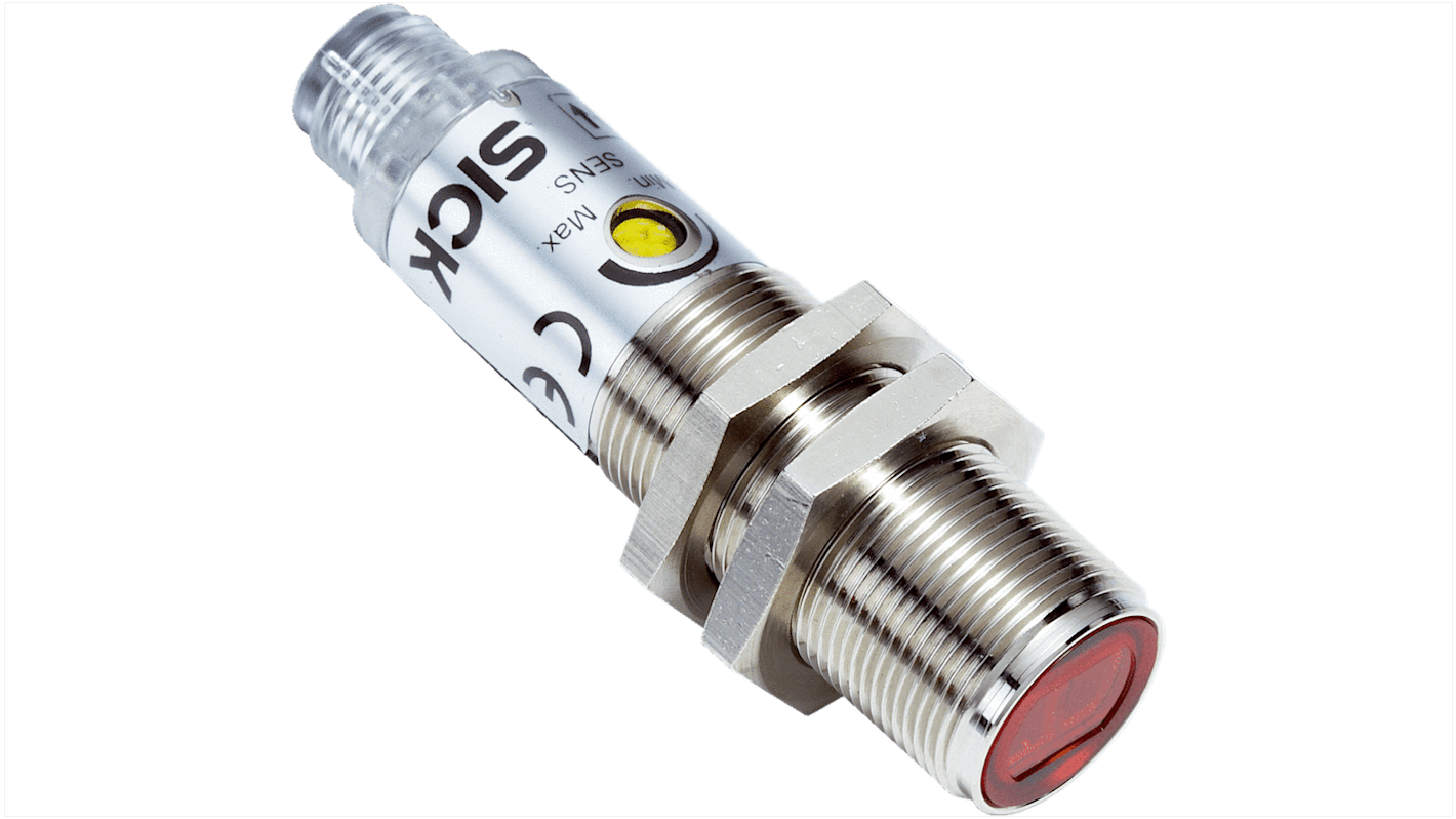 Sick V180-2 zylindrisch Optischer Sensor, Hintergrundunterdrückung, Bereich 1 mm → 140 mm, NPN Ausgang,