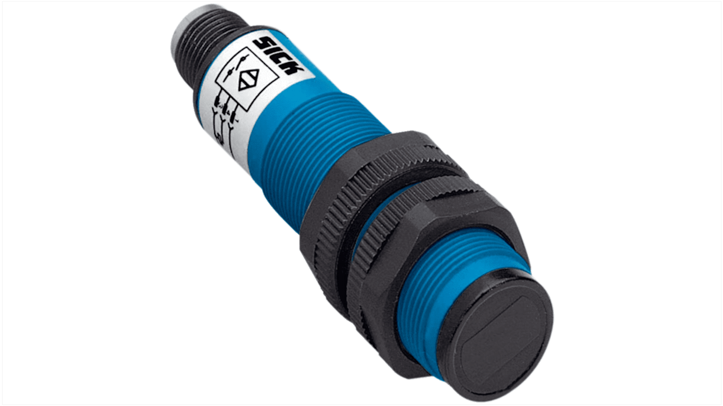 Rs-Online Sensore fotoelettrico Cilindrico SICK a soppressione di sfondo rilevamento 3 mm → 100 mm uscita PNP