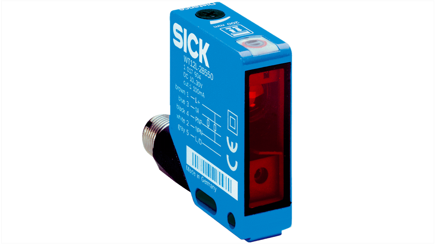 Sick W12-2 Laser Kubisch Optischer Sensor, Hintergrundunterdrückung, Bereich 30 mm → 200 mm, NPN/PNP Ausgang,