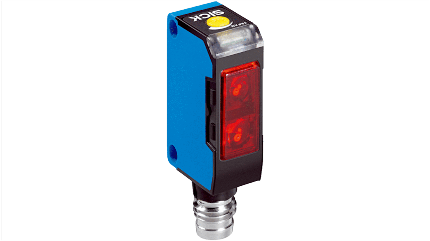 Rs-Online Sensore fotoelettrico Rettangolare SICK a soppressione di sfondo rilevamento 2 mm → 100 mm uscita NPN