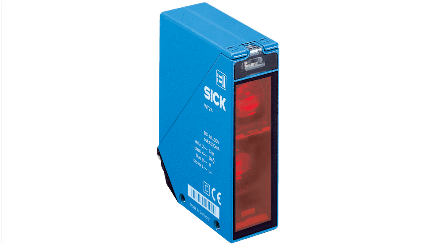 Rs-Online Sensore fotoelettrico Rettangolare SICK a soppressione di sfondo rilevamento 100 mm → 2 5 m. uscita Relè
