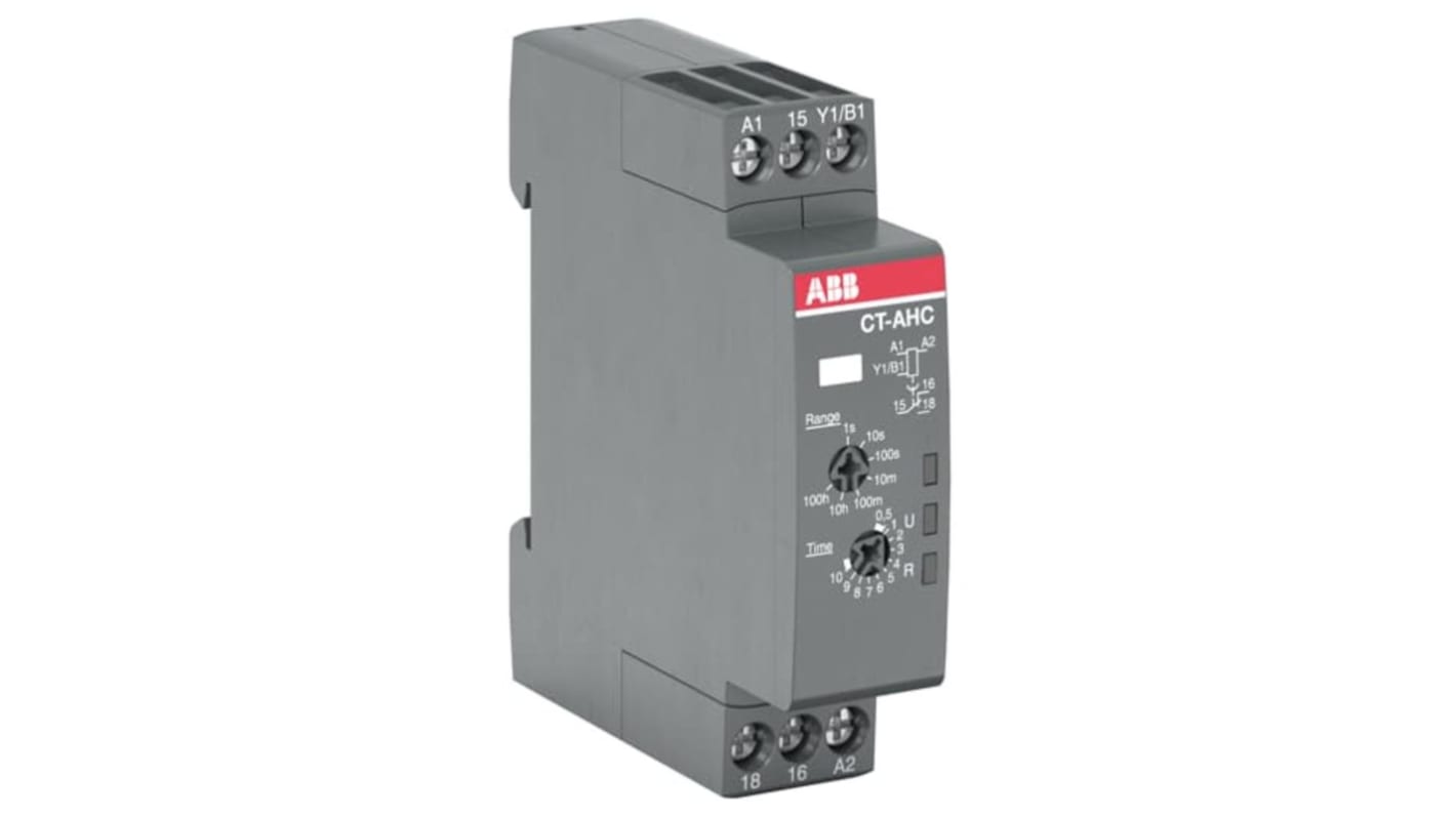 ABB CT-C Series DIN Rail, Snap-On Timer Relay, 24 → 240V ac, 1-Contact, 0.05 s - 100h, 1-Function, SPDT