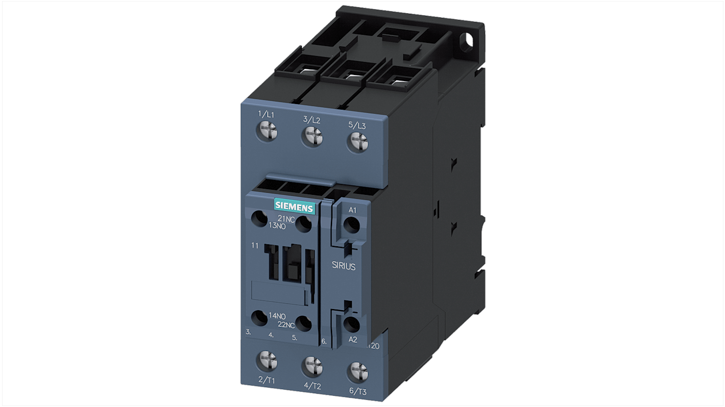 Siemens SIRIUS 3RT Size S2, 3RT2 Contactor, 24 V dc Coil, 3-Pole, 65 A, 30 kW, 1NO + 1NC