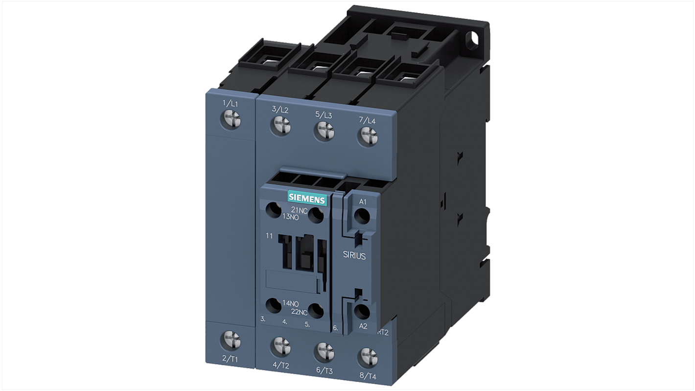 Contactor Siemens SIRIUS de 4 polos, 1 NA + 1 NC, 60 A, bobina 24 V ac