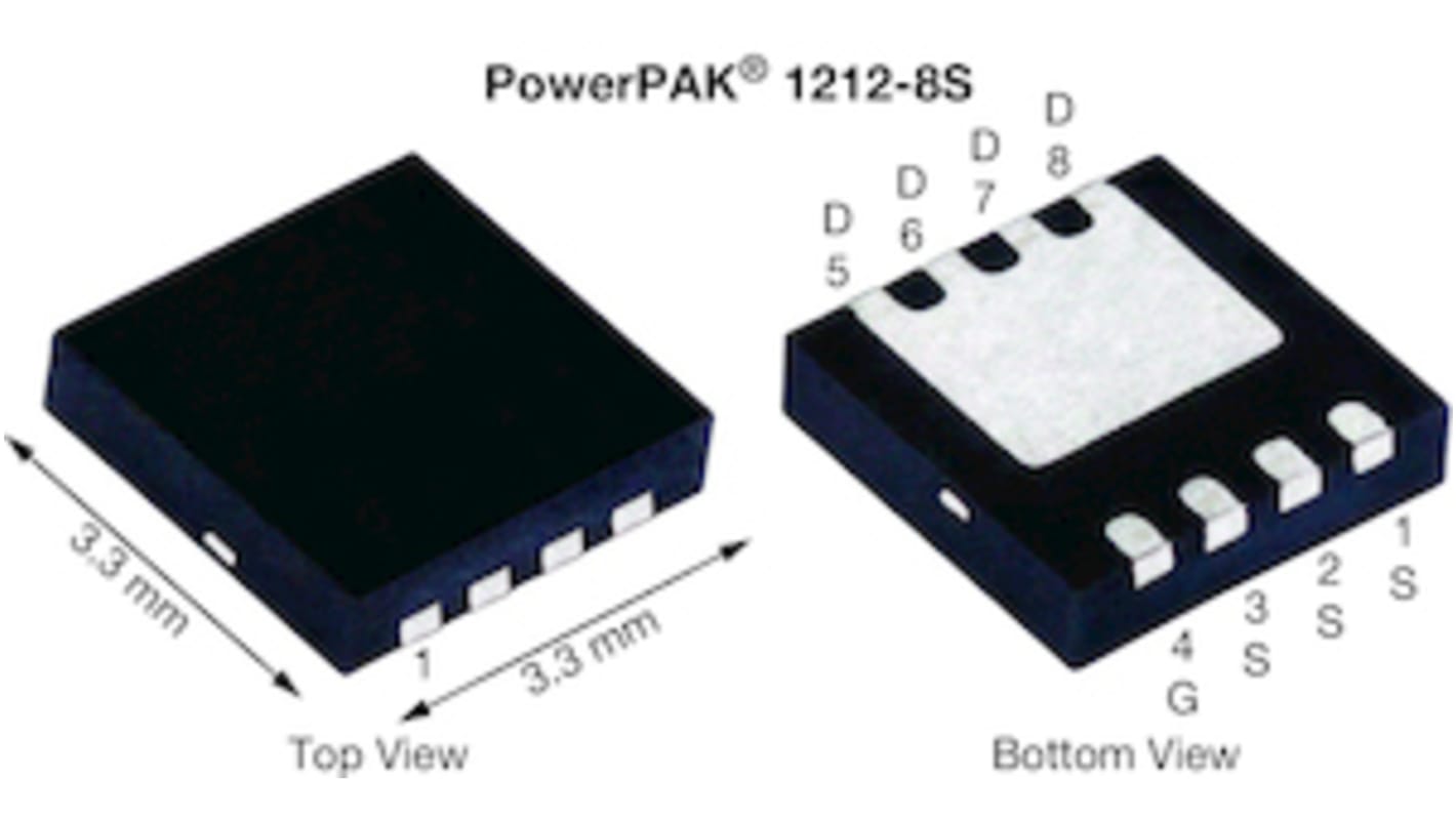 Vishay N沟道MOS管, Vds=30 V, 162 A, powerpak 1212-1e 8S, 贴片安装, 8引脚