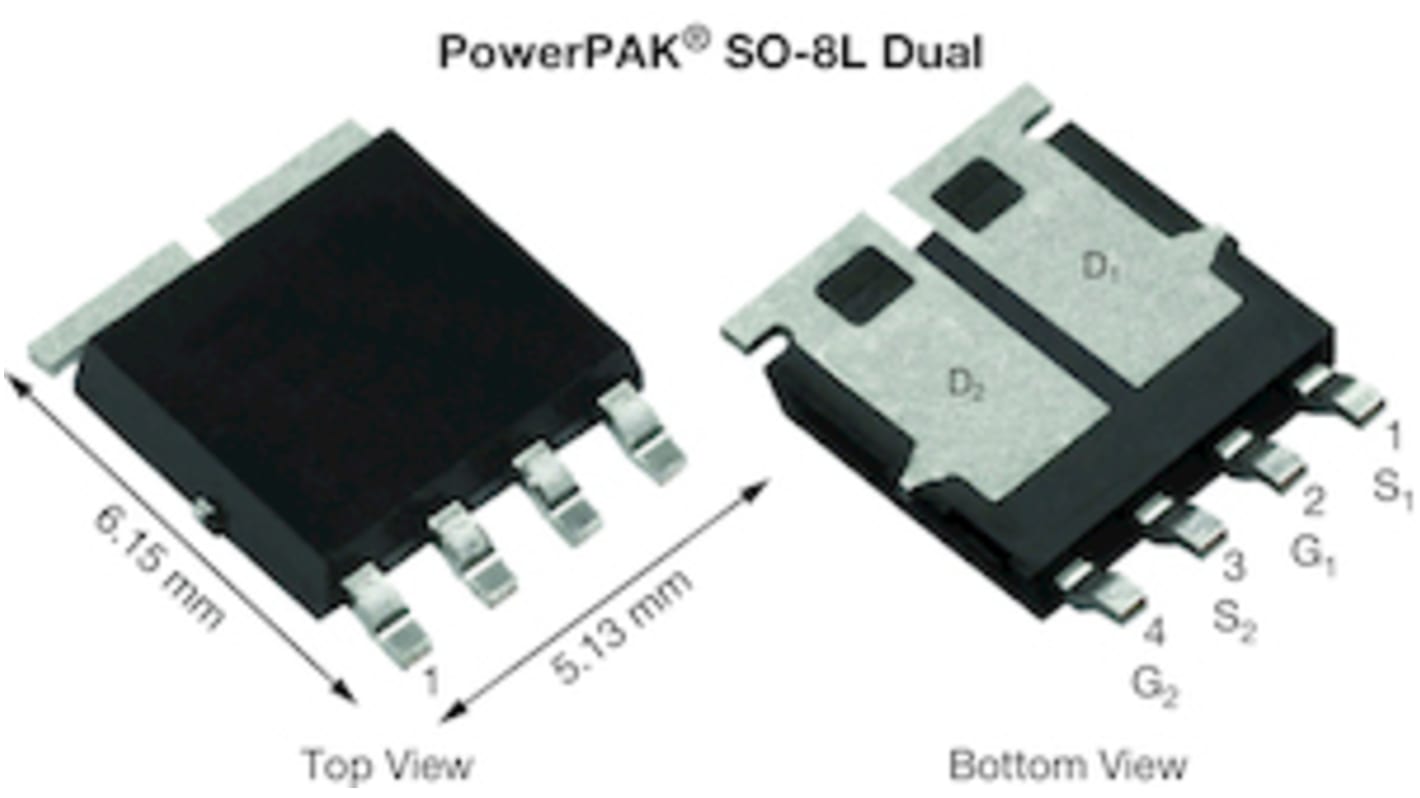 Dual N-Channel MOSFET, 30 A, 40 V, 6-Pin PowerPAK SO-8L Dual Vishay SQJ912DEP-T1_GE3