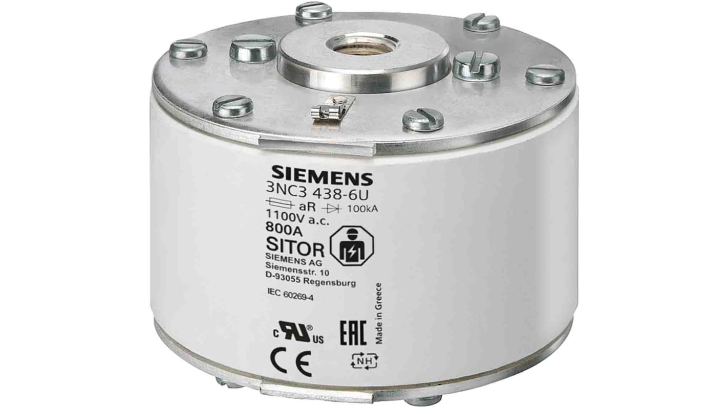Siemens 900A size NH3 Square Body Flush End Contacts Fuse, aR, 1kV