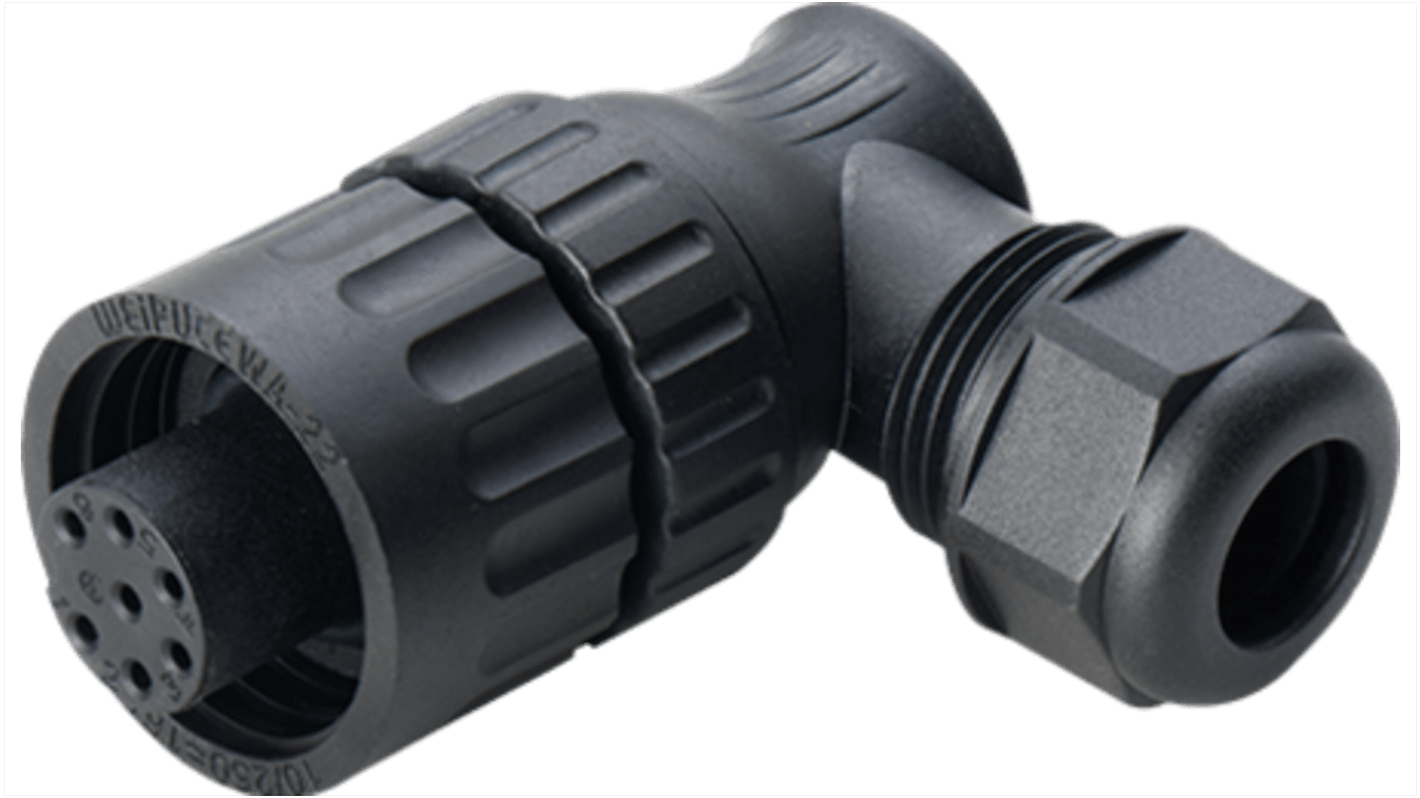 Conector circular RS PRO macho Ángulo de 90° de 7 vías hembra, montaje aéreo, IP67